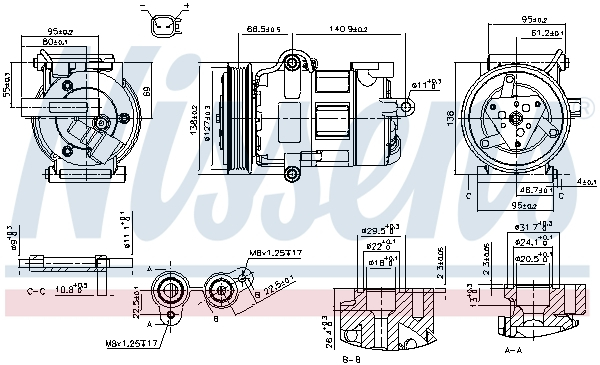 Compresor climatizare potrivit FORD TRANSIT, TRANSIT TOURNEO 2.2D 2.4D 04.06-08.14