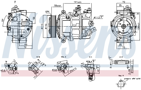 Compresor climatizare potrivit MAN TGE; VW CALIFORNIA T6 CAMPER, CRAFTER, GRAND CALIFORNIA CAMPER, MULTIVAN T6, TRANSPORTER T6, TRANSPORTER T6   CARAVELLE T6 2.0D 04.15-
