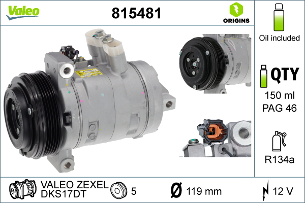 Compresor climatizare potrivit NISSAN NAVARA NP300; RENAULT ALASKAN 2.3D 01.15-