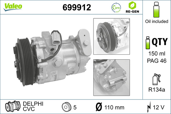 Compresor climatizare potrivit OPEL COMBO TOUR, COMBO MINIVAN, CORSA C, CORSA C HATCHBACK, TIGRA 1.2 1.4 09.00-