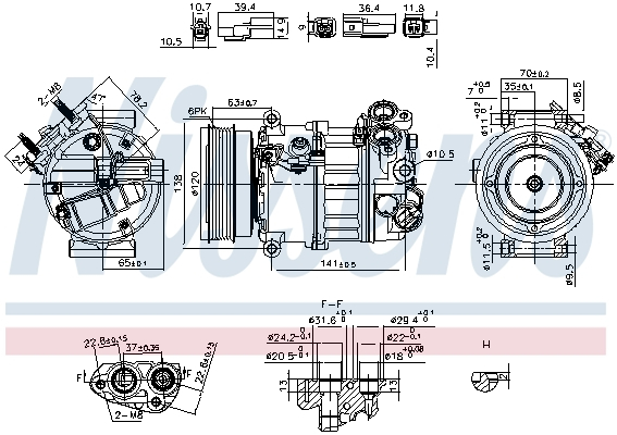 Compresor climatizare potrivit VOLVO S60 II, S80 II, V60 I, V60 II, V70 III, XC60 I, XC70 II 1.5 2.0 2.0D 09.13-12.21