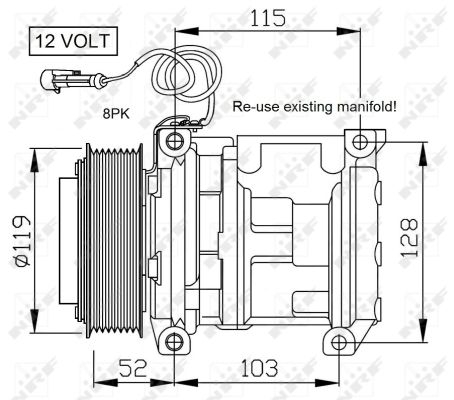 Compresor climatizare (R134a) potrivit JOHN DEERE 3200 A, 3200 AX, 3400 A, 3400 AX, 5070M 2WD, 5070M 4WD, 5080R, 5080RN, 5090R, 5090RN, 5100R, 5100RN, 5620, 5720, 5820, 6010 SE, 6020 SE, 6100 [3]