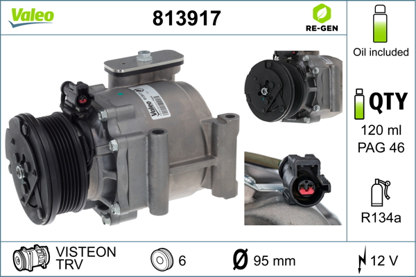 Compresor climatizare (reconditonat) potrivit FORD FIESTA V, FIESTA VI, FUSION 1.25-1.6 11.01-01.18