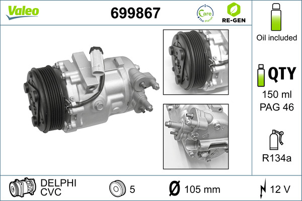 Compresor climatizare (reconditonat) potrivit OPEL AGILA A, COMBO TOUR, COMBO MINIVAN, CORSA C, CORSA C HATCHBACK, MERIVA A, TIGRA; SUZUKI IGNIS II, SPLASH 1.3 1.3D 1.5 06.03-