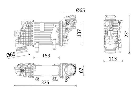 Compresor intercooler potrivit MAN TGE; VW CALIFORNIA T6 CAMPER, CRAFTER, GRAND CALIFORNIA CAMPER, MULTIVAN T6, TRANSPORTER T6, TRANSPORTER T6   CARAVELLE T6 2.0D 04.15-