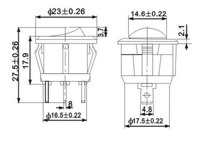 Comutator numar pini 3, 1.0; 12V; rosu [2]