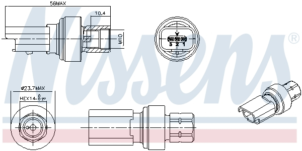 Comutator presiune aer conditionat potrivit CITROEN C1 II; PEUGEOT 108 1.2 04.14- [3]