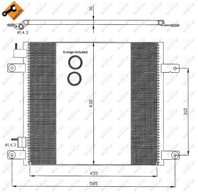Condensator A C 455x432x16 potrivit DAF 65 CF, 75 CF, 85 CF, CF 65, CF 75, CF 85 02.98-12.20