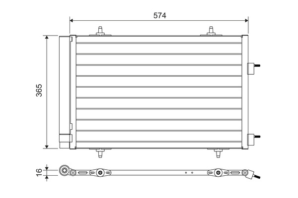 Condensator A C (cu uscator) potrivit CITROEN C5 III; PEUGEOT 508 I 1.6 1.6D 04.09-