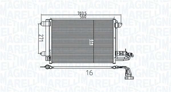 Condensator climatizare (cu uscator) potrivit AUDI A3, TT; SEAT ALTEA, ALTEA XL, LEON, TOLEDO III; SKODA OCTAVIA I, OCTAVIA II, SUPERB II, YETI; VW CADDY ALLTRACK, CADDY ALLTRACK MINIVAN, CADDY III 1.