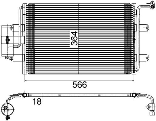 Condensator climatizare (cu uscator) potrivit AUDI A3, TT; SEAT LEON, TOLEDO II; SKODA OCTAVIA I, OCTAVIA I KOMBI; VW BORA, BORA I, GOLF IV, NEW BEETLE, PASSAT B6 1.4-3.2 09.96-12.13