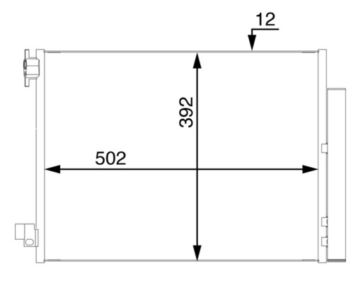 Condensator climatizare (cu uscator) potrivit DACIA DOKKER, DOKKER MINIVAN, DUSTER, DUSTER SUV, LODGY, LOGAN II, LOGAN MCV II, SANDERO II; RENAULT ARKANA I, CAPTUR I, CLIO IV, CLIO IV HATCHBACK 0.9-El