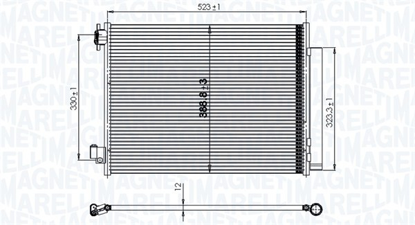 Condensator climatizare (cu uscator) potrivit DACIA DOKKER, DOKKER MINIVAN, DUSTER, DUSTER SUV, LODGY, LOGAN II, LOGAN MCV II, SANDERO II; RENAULT ARKANA I, CAPTUR I, CLIO IV, CLIO IV HATCHBACK 0.9-1.