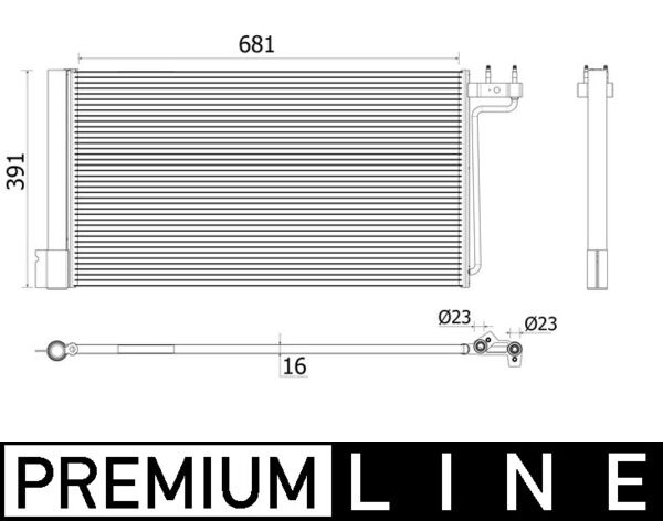 Condensator climatizare (cu uscator) potrivit FORD C-MAX II, FOCUS III, FOCUS III HATCHBACK, GRAND C-MAX 1.6-Electric 07.10-02.20