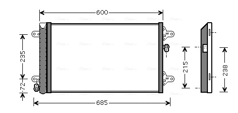 Condensator climatizare (cu uscator) potrivit FORD GALAXY I, GALAXY MK I; SEAT ALHAMBRA; VW SHARAN 1.8-2.8 03.95-03.10