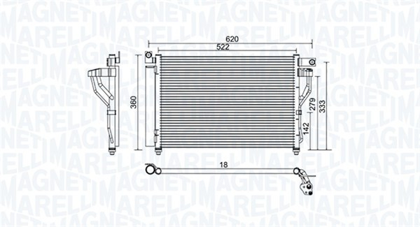 Condensator climatizare (cu uscator) potrivit HYUNDAI ACCENT II, ACCENT III 1.5D 01.02-11.10