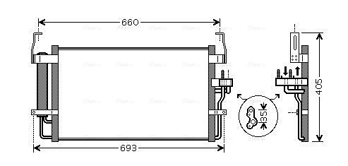 Condensator climatizare (cu uscator) potrivit HYUNDAI COUPE II, ELANTRA III, LANTRA II, TIBURON 1.5-2.7 11.95-08.09