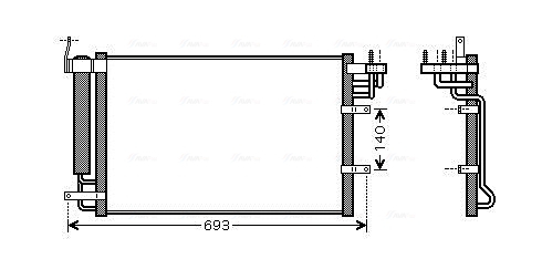 Condensator climatizare (cu uscator) potrivit KIA CERATO I 1.5D-2.0D 03.04-12.09