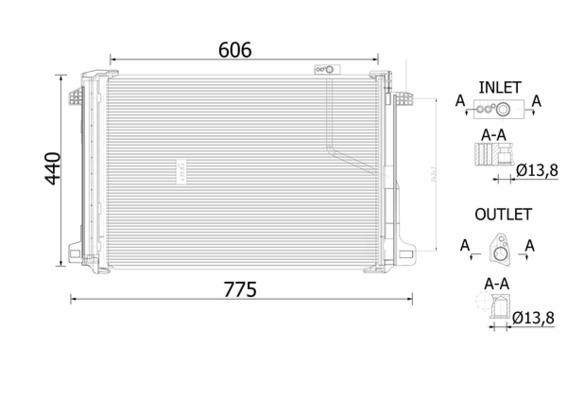 Condensator climatizare (cu uscator) potrivit MERCEDES C (C204), C T-MODEL (S204), C (W203), C (W204), CLS (C218), CLS SHOOTING BRAKE (X218), E (A207), E (C207), E T-MODEL (S212), E (W212) 1.6-6.2 01.
