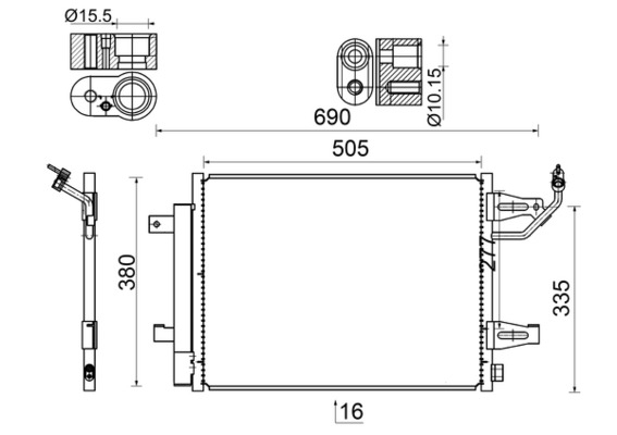 Condensator climatizare (cu uscator) potrivit MITSUBISHI COLT CZC VI, COLT VI; SMART FORFOUR 1.1-1.5D 01.04-06.12