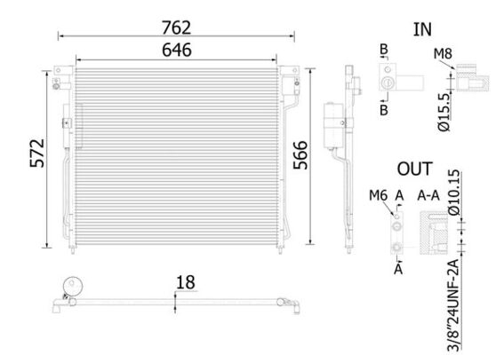 Condensator climatizare (cu uscator) potrivit NISSAN NAVARA, NAVARA NP300, NP300, PATHFINDER III 2.5D 4.0 02.02-