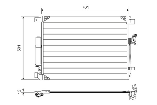 Condensator climatizare (cu uscator) potrivit NISSAN NAVARA NP300; RENAULT ALASKAN 2.3D 01.15-