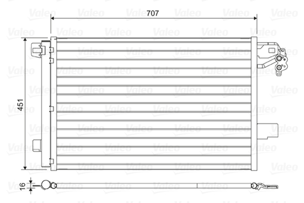 Condensator climatizare (cu uscator) potrivit VW CALIFORNIA T5 CAMPER, MULTIVAN T5, TRANSPORTER T5, TRANSPORTER T6   CARAVELLE T6 2.0 2.0CNG 2.0D 11.03-07.19