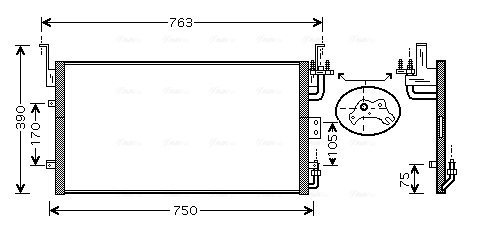 Condensator climatizare potrivit HYUNDAI SONATA IV, XG; KIA MAGENTIS I 2.0-3.5 03.98-12.05