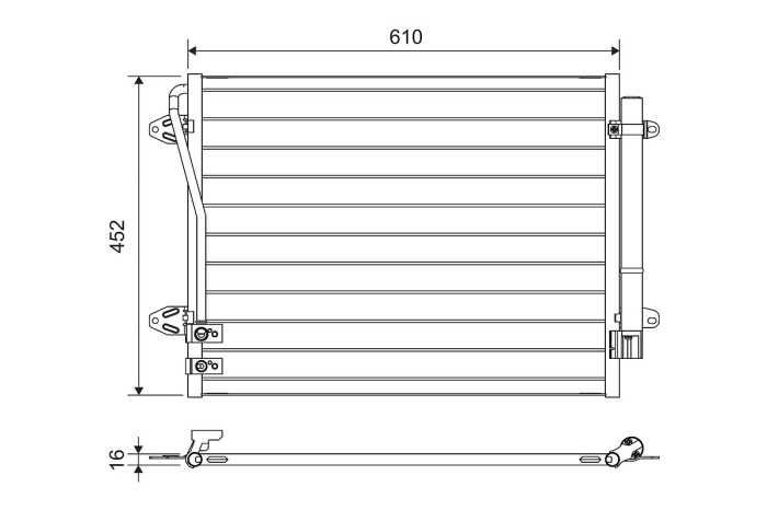 Condensator climatizare potrivit VW CC B7, PASSAT ALLTRACK B7, PASSAT B6, PASSAT B7, PASSAT B7 KOMBI 1.4-3.6 07.05-12.16