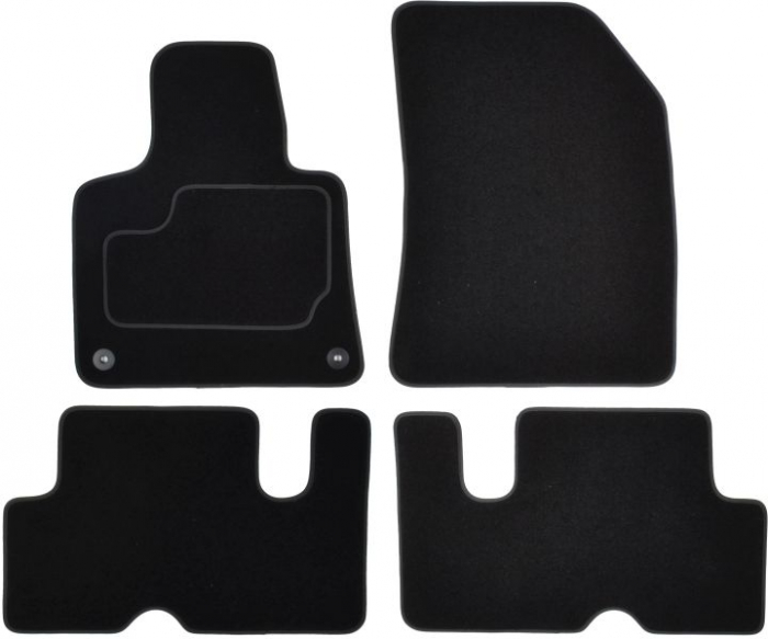 Covor podea MAMMOOTH Velours, 4 buc., fata spate, set, culoare neagra, potrivit CITROEN C4 GRAND PICASSO II 06.13-, Van, 7 places