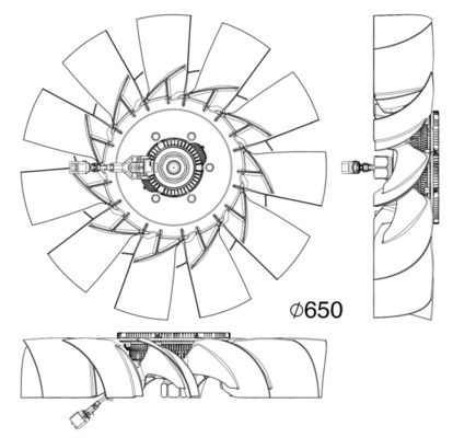 Cupla ventilator radiator (cu ventilator, 650mm, numar lame: 11, numar pini: 6) potrivit RVI D DTI11-122HH-DTI8-122HS dupa 2013 [4]