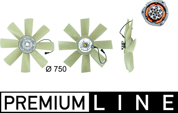 Cupla ventilator radiator (cu ventilator, 750mm, numar lame: 8, numar pini: 5) potrivit VOLVO FH, FH II, FH III, FH12 D12A340-D13K540S dupa 1993 [3]