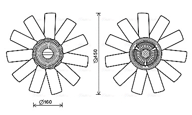 Cupla ventilator radiator (cu ventilator, numar lame: 11) potrivit RVI MASCOTT 8140.43.B.3586-ZD3A604 01.99-12.10