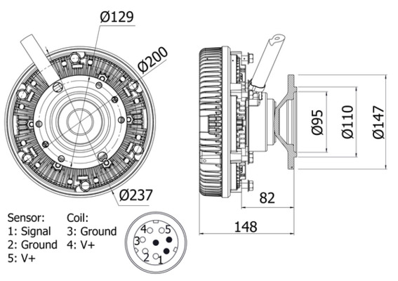 Cupla ventilator radiator potrivit DAF XF 95 XE280C-XE390C 2002-2006 - (numar pini: 5) [3]