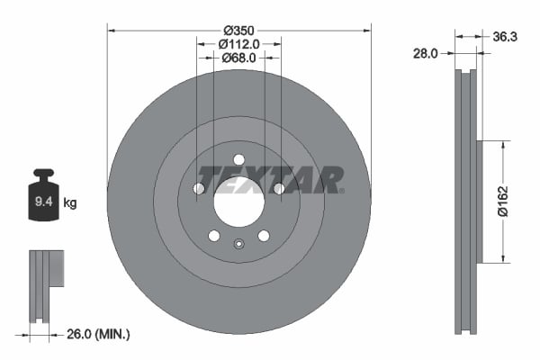 Disc frana Spate Dreapta Stanga (fara pivot de fixare a rotii) potrivit AUDI A6 ALLROAD C8, A6 C8, A7, A8 D5, E-TRON, Q7, Q8, Q8 E-TRON; VW TOUAREG 2.0-Electric 01.15-