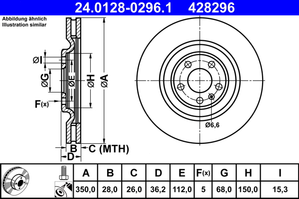 Disc frana Spate Dreapta/Stanga potrivit AUDI A6 ALLROAD C8, A6 C8, A7, A8 D5, E-TRON, E-TRON GT, Q7, Q8, Q8 E-TRON; VW TOUAREG 2.0-Electric 01.15- [3]