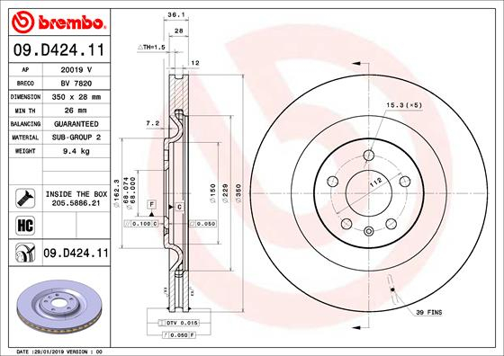Disc frana Spate Dreapta/Stanga potrivit AUDI A6 ALLROAD C8, A6 C8, A7, A8 D5, E-TRON, Q7, Q8, Q8 E-TRON; HONDA INTEGRA; VW TOUAREG 2.0-Electric 02.02- [3]