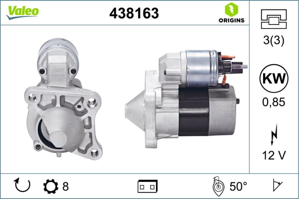 Electromotor (12V, 0,85kW) potrivit DACIA DOKKER, DOKKER EXPRESS MINIVAN, DUSTER, DUSTER SUV, LODGY, LOGAN, LOGAN EXPRESS, LOGAN MCV, SANDERO, SANDERO II; NISSAN KUBISTAR 1.4-2.0 09.98-