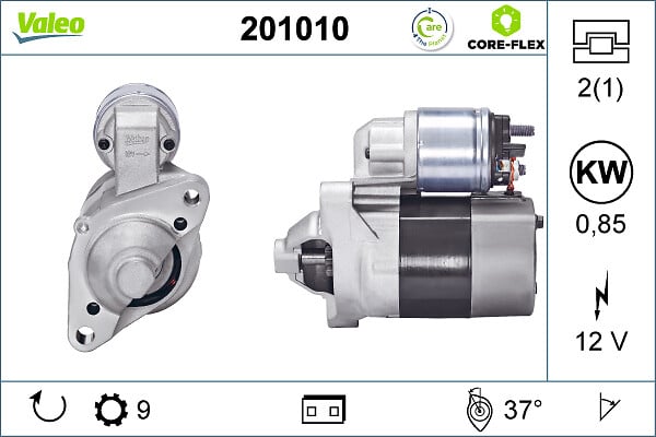 Electromotor (12V, 0,85kW) potrivit DACIA LOGAN, LOGAN II, LOGAN MCV II, SANDERO, SANDERO II; NISSAN KUBISTAR; RENAULT CLIO I, CLIO II, CLIO II HATCHBACK, CLIO III 1.0ALK-2.5 01.96-