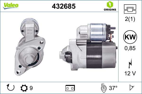 Electromotor (12V, 0,85kW) potrivit DACIA LOGAN, LOGAN II, LOGAN MCV II, SANDERO, SANDERO II; NISSAN KUBISTAR; RENAULT CLIO I, CLIO II, CLIO II/HATCHBACK, CLIO III 1.0ALK-2.5 01.96- [3]