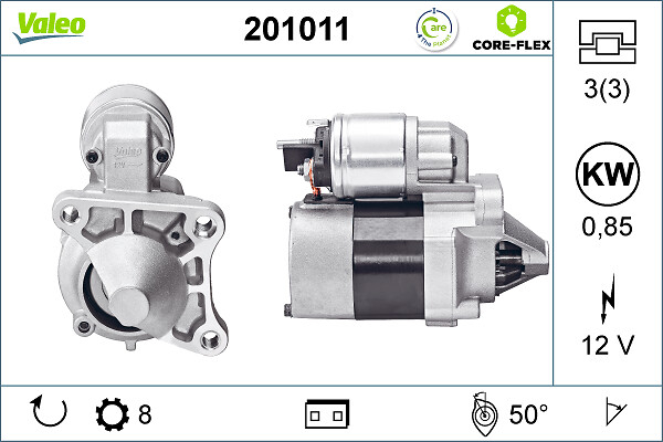 Electromotor (12V, 0,85kW) potrivit RENAULT CLIO II, KANGOO, KANGOO EXPRESS, LAGUNA I, LAGUNA II, MEGANE I, MEGANE I CLASSIC, MEGANE I COACH, SCENIC I, THALIA I 1.4 1.6 1.6LPG 11.97-