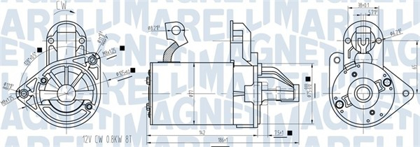 Electromotor (12V, 0,8kW) potrivit CHEVROLET AVEO KALOS, MATIZ, SPARK; DAEWOO KALOS, MATIZ 1.0-1.2LPG 01.03-