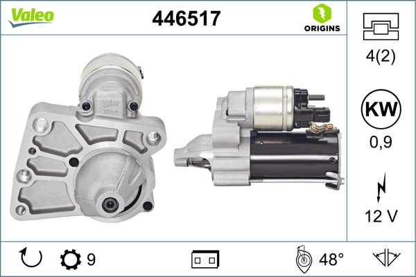 Electromotor (12V, 0,9kW) potrivit DS DS 3; CITROEN BERLINGO MULTISPACE, BERLINGO MINIVAN, C3 AIRCROSS II, C3 II, C3 PICASSO, C4, C4 GRAND PICASSO I, C4 GRAND PICASSO II, C4 I 1.2-2.0 11.04-