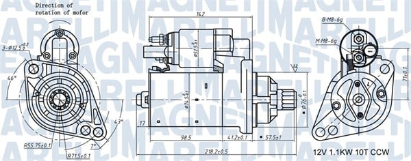 Electromotor (12V, 1,1kW) potrivit AUDI A3; SEAT ALTEA, ALTEA XL, LEON; SKODA OCTAVIA II, YETI; VW BEETLE, CADDY III, GOLF PLUS V, GOLF VI, PASSAT B6, TOURAN 1.2-2.0CNG 07.03-