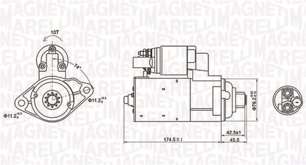 Electromotor (12V, 1,1kW) potrivit AUDI A3, TT; SEAT ALTEA, ALTEA XL, LEON, TOLEDO III; VW EOS, GOLF PLUS V, GOLF V, GOLF VI, JETTA III, SCIROCCO III, TOURAN 1.4 1.8 2.0 09.04-11.17