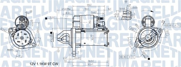 Electromotor (12V, 1,1kW) potrivit BMW 1 (E81), 1 (E87), 3 (E90), 3 (E91), 3 (E92), 3 (E93), 3 (F30, F80), 5 (E60), 5 (E61), 5 (F10), 5 (F11), 6 (E63), 6 (E64), 7 (E65, E66 2.5-3.0H 09.04-03.18