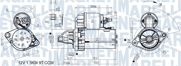 Electromotor (12V, 1,1kW) potrivit FIAT DOBLO, FIORINO MINIVAN, GRANDE PUNTO, IDEA, PANDA HATCHBACK, PUNTO, PUNTO EVO, PUNTO EVO HATCHBACK, PUNTO HATCHBACK, STRADA; LANCIA MUSA 1.3D 06.03-