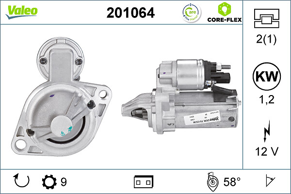 Electromotor (12V, 1,2kW) potrivit BMW 1 (E81), 1 (E82), 1 (E87), 1 (E88), 1 (F20), 1 (F21), 3 (E90), 3 (E91), 3 (E92), 3 (E93), 3 (F30, F80), 3 (F31), 3 GRAN TURISMO (F34) 1.6-3.0H 09.03-07.19
