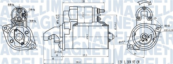 Electromotor (12V, 1,2kW) potrivit BMW 1 (E81), 1 (E82), 1 (E87), 1 (E88), 3 (E90), 3 (E93), 5 (E60), X3 (E83), Z4 (E85) 1.6 2.0 06.04-12.13