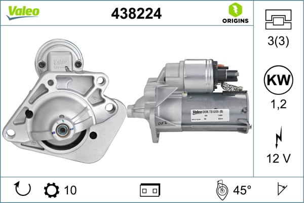 Electromotor (12V, 1,2kW) potrivit DACIA DOKKER, DOKKER EXPRESS MINIVAN, DUSTER, DUSTER SUV, LODGY, LOGAN, LOGAN EXPRESS, LOGAN II, LOGAN MCV, LOGAN MCV II, SANDERO, SANDERO II 1.5D-2.0 06.01-